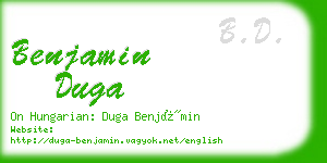 benjamin duga business card